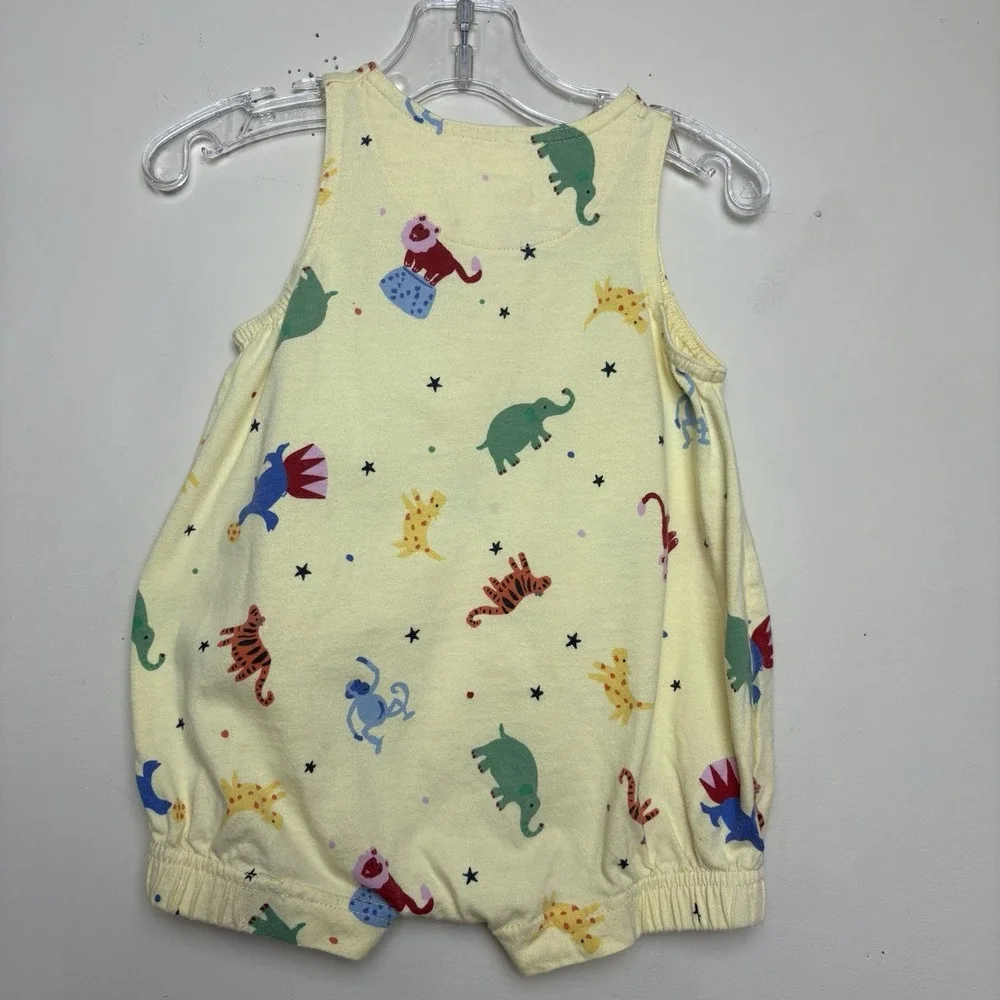 Vintage Baby Gap 90s Bubble Romper Yellow Zoo Animals Cotton‎ 3-6 Months